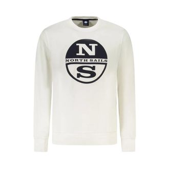 North Sails Sweatshirts, male, White, 2XL, White Cotton Sweatshirt with Print Logo