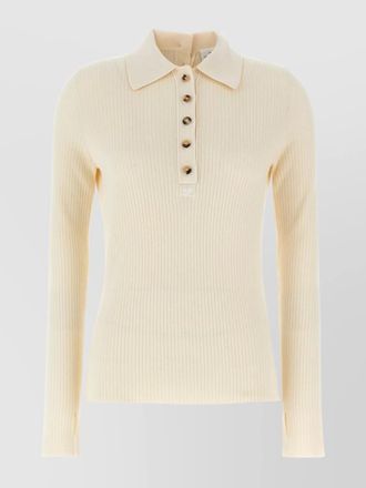 Courr&egrave;ges collared neck ribbed knit sweater