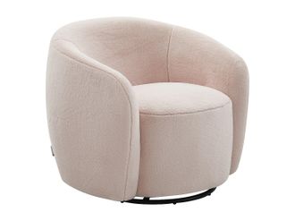 Vente-Unique Sill&oacute;n giratorio en piel sint&eacute;tica de pelo rosa VEREIDE