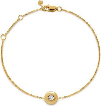 Monica Vinader Bezel Birthstone Station Bracelet in April/Lab Grown Diamond /gold at Nordstrom