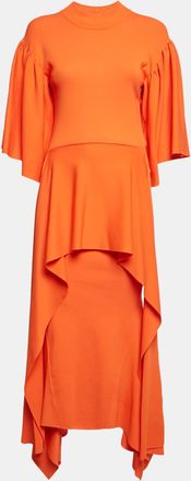 Solace London Orange Jersey Asymmetric Kalle Midi Dress