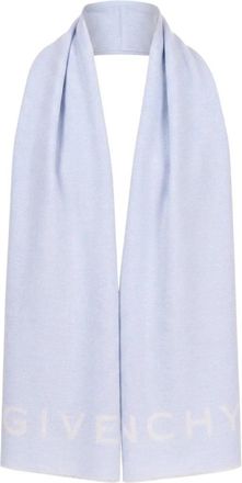 Givenchy Jacquard Sjaal - Dames - Wintersjaals - Blauw - ONE Size - Wol - Accessoires