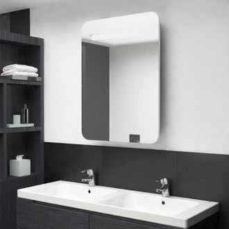 vidaXL Vidaxl - Armario De Ba&ntilde;o Con Espejo Y Led Blanco Y Roble 60x11x80 Cm
