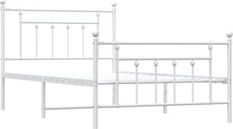 vidaXL Estructura Cama Sin Colch&oacute;n Con Estribo Metal Blanco 100x200 Cm Vidaxl