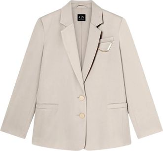 A|X Armani Exchange Giacca in crepe con catenella - Dames - Blazers - Beige - M - Polyester - Jassen
