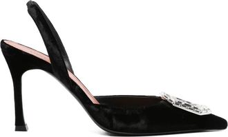 Amina Muaddi Camelia Sling 90 - Dames - Pumps - Zwart - 36 1/2 EU - Schoenen