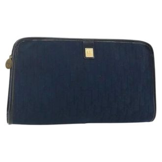 Dior Pre-owned Clutches, female, Blue, Size: ONE SIZE Pre-owned Trotter Canvas Clutch