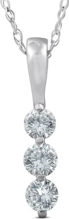 Pompeii3 1/4ct 3 Stone Round Three Diamond Pendant 14K White Gold