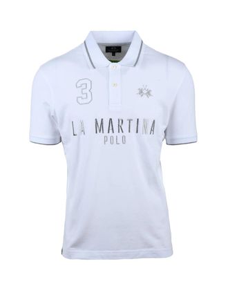 La Martina White Cotton Elastane Polo
