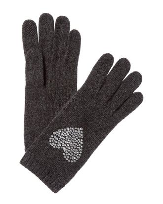 Portolano Crystal Stones Heart Cashmere Tech Gloves