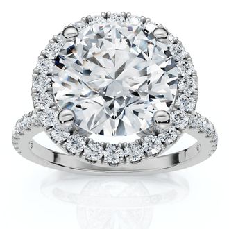 Pompeii3 3 1/2Ct Diamond Halo Lab Grown Engagement Ring in White, Yellow or Rose Gold