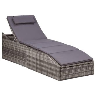 vidaXL Tumbona Con Coj&iacute;n Rat&aacute;n Sint&eacute;tico Gris Vidaxl