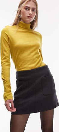 Arket Minigonna in misto lana grigio scuro con tasche sul davanti