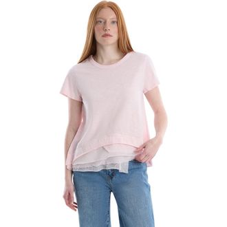 Wilt Boxy Short Sleeve Mixed Hem in Barely Pink at Nordstrom, Size X-Large