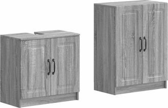 vidaXL Juego De Gabinete De Ba&ntilde;o De 2 Piezas Utrecht Sonoma Gris Vidaxl