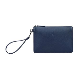 John Richmond Rechthoekige Pochette met Afneembare Polsband - Heren - Tassen - Blauw - Maat: ONE Size Leer