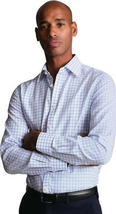 CHARLES TYRWHITT Non-Iron Twill Grid Check Shirt in Sky Blue at Nordstrom, Size 16.5 - 33