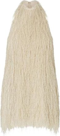 Liu Jo Korte jurk met rafels - Dames - Feestkleedjes - Beige - M - Polyester - Kleedjes
