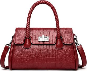 Generic Women Purses and Handbags Large Crocodile Tote Top Handle Crossbody Bag Fashion Ladies Satchel Shoulder Bags (Red)
