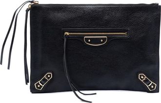 Balenciaga Pre-owned Balenciaga Medium Goatskin Motocross Classic Metallic Edge Clutch Ladies EJP6LOG1FEGD15GS