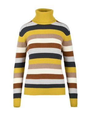 Drumohr High Neck Cashmere Sweater - Brown/Yellow