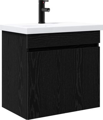 vidaXL M&oacute;dulo De Ba&ntilde;o Con Grifer&iacute;a Roble Negro 61 X 40 X 74,5 Cm Vidaxl