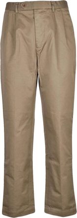 East Harbour Surplus Khaki Pants with Structured Pleated Waist and Functional Pockets