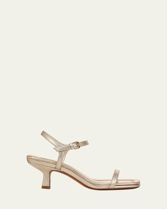Vince Coco Metallic Leather Kitten-Heel Sandals