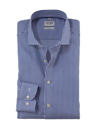 Olymp Businesshemd OLYMP Level Five body fit, Herren, Gr. 37, N-Gr, blau (royal), Web, Obermaterial: 100% Baumwolle, gestreift, 2-Knopf-Manschette, Hemden B