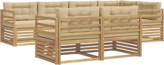 vidaXL Conjunto De Sof&aacute;s De Exterior 7 Uds. Y Beige Poli&eacute;ster Vidaxl