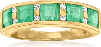 Ross-Simons Emerald Ring With. Diamonds in 14kt Yellow Gold