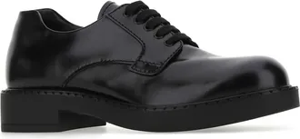 Prada Mens Black Leather Lace-Up Shoes F0002 Mocassini Loafers