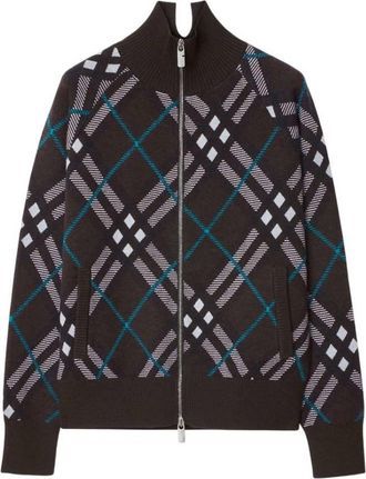 Burberry Check Wool Blend Track Jacket, Size X-Small