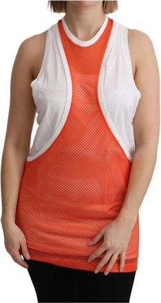 Dsquared2 Mouwloze Tanktop met Ronde Hals en Logodetails - Dames - Tops zonder mouwen - Oranje - M - Katoen - Tops