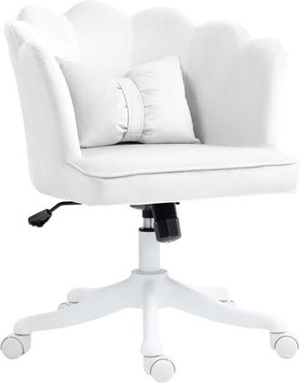 HOMCOM Homcom - Armless Desk Chair Home Office Chair w/ Wide Seat Tilt Function White