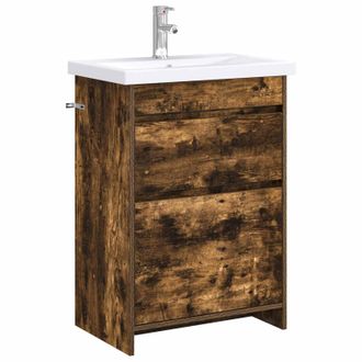 vidaXL Juego De Muebles De Ba&ntilde;o Roble Ahumado 61 X 40 X 84,5 Cm Vidaxl