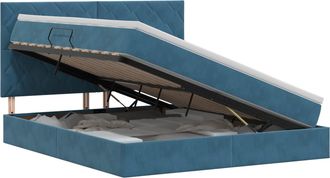 vidaXL Cama Con Almacenamiento Y Colch&oacute;n Azul Oscuro 180 X 200 Cm Vidaxl