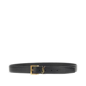 Saint Laurent Leather belt with Cassandre logo Man 100