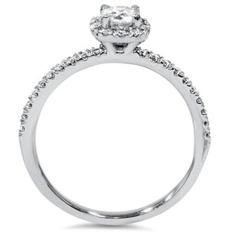 Pompeii3 1/2ct Diamond Cushion Halo Engagement Ring 10K White Gold Size Selectable