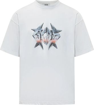 GCDS Studded Logo T-shirt - Heren - T-shirts - Wit - M - Katoen - Tops
