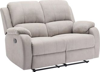 Vente-Unique Sof&aacute; 2 plazas reclinable de microfibra gris claro BRODY