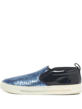 Marc Jacobs Broome snakeskin-embossed slip-on sneakers - women - Patent Calf Leather/Calf Leather/Fabric/Rubber - 36 - Blue