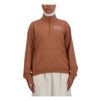 New Balance (WMNS) New Balance Sportswear Greatest Hits Quarter Zip Top Asia Sizing Brown WT41538-WUT