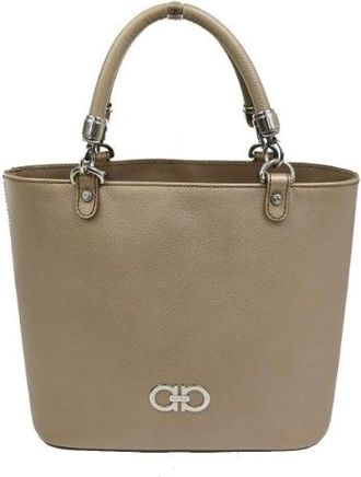 Ferragamo Pre-owned Tote Bags, female, Beige, Size: ONE SIZE Pre-owned Tote Bag