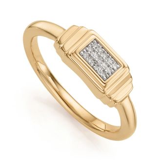 Monica Vinader Gold Baja Deco Diamond Ring Diamond