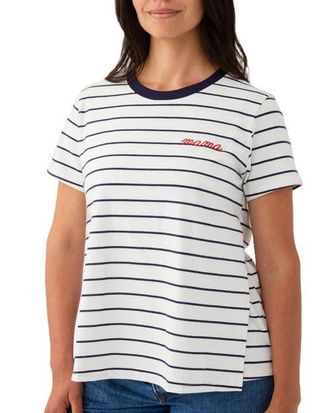 Kindred Bravely Classic Cotton Nursing T-shirt in Navy & White Stripe at Nordstrom, Size X-Small