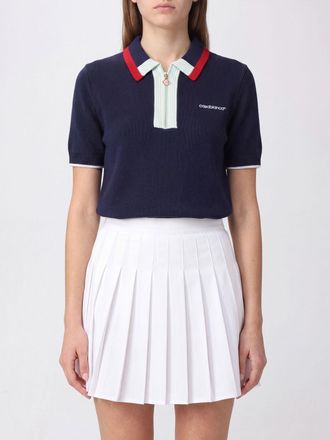 Casablanca Polo in maglia di lana con zip e profili a contrasto