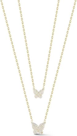 Glaze Jewelry Pav&eacute; Cubic Zirconia Butterfly Pendant Layered Necklace in Gold at Nordstrom Rack