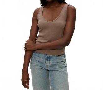 Michael Stars Sloan V Neck Tank Top In Cobblestone