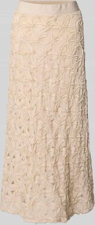 s.Oliver Black Label Ausgestellter Midi-Rock mit elastischem Bund in Beige, Gr&ouml;&szlig;e 34